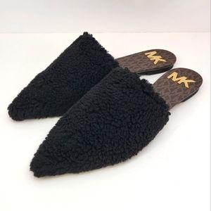 Michael Kors Renee mules slip on sandals women size 9 black faux fur